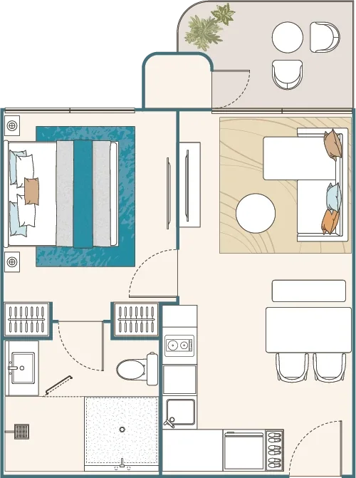PEYLAA Phuket, Autograph Collection Residences — 1 Bedroom floor plan