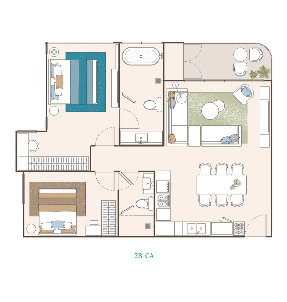 PEYLAA Phuket, Autograph Collection Residences — 2 Bedroom Type C floor plan