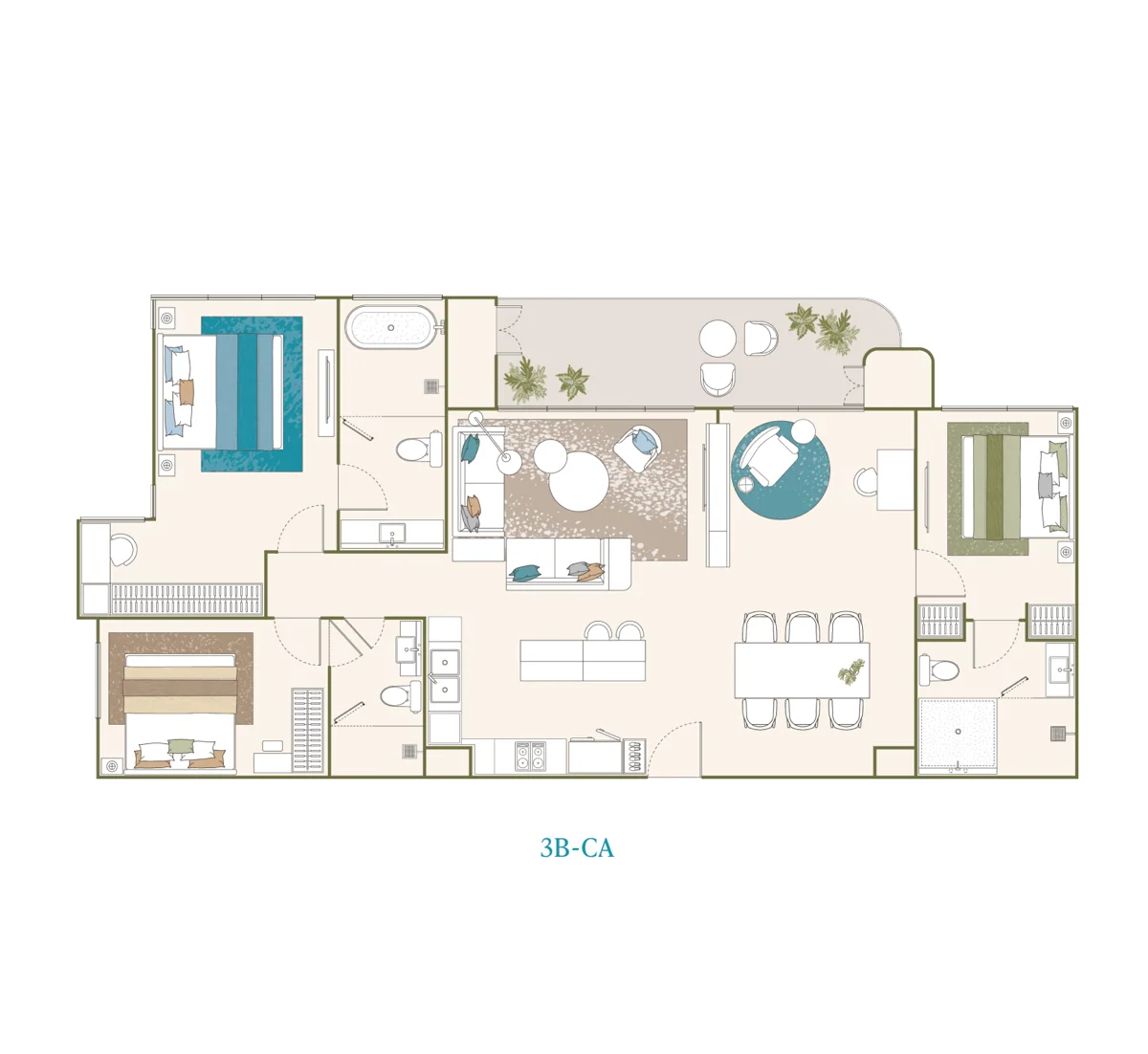 PEYLAA Phuket, Autograph Collection Residences — 3 Bedroom floor plan